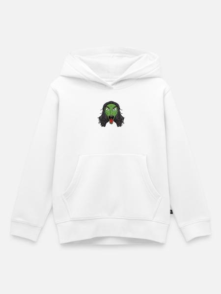Grüne Hexe Knurren - Kinder Premium Organic Hoodie - Weiß