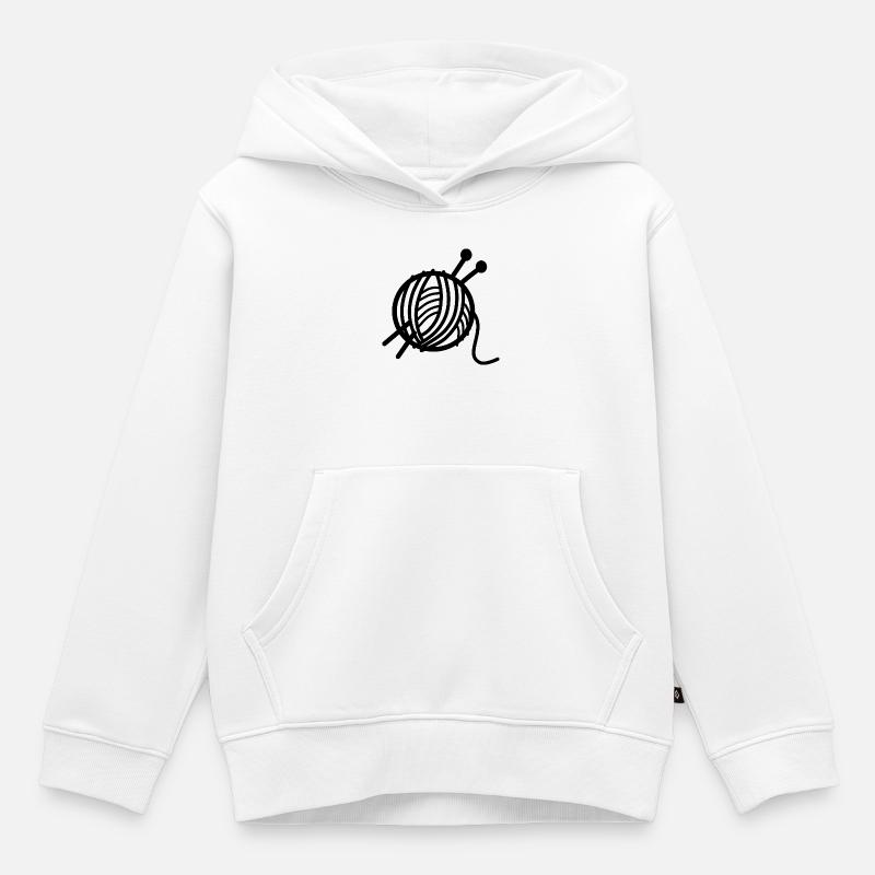 Pelote de laine - Sweat Premium à capuche enfant bio - blanc