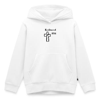 Confirmation 2026 Confirmation Des poissons plongent dans la croix - Sweat Premium à capuche enfant bio - blanc - Devant - AI Model Kid Female (0cm)