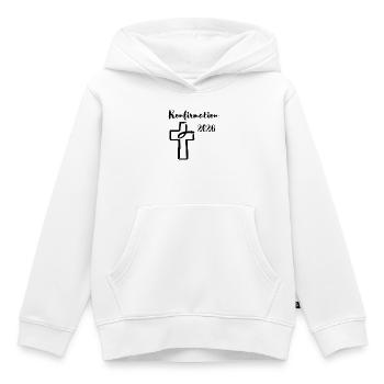 Konfirmation 2026 ins Kreuz eintauchender Fisch - Kinder Premium Organic Hoodie - Weiß - Vorne - AI Model Kid Female (0cm)