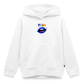 Lèvres arc-en-ciel vibrantes YEAH - Sweat Premium à capuche enfant bio - blanc - Devant - AI Model Kid Female (0cm)