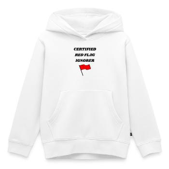 Certifié Red Flag Ignorer - T-shirt unisexe drôle - Sweat Premium à capuche enfant bio - blanc - Devant - AI Model Kid Female (0cm)