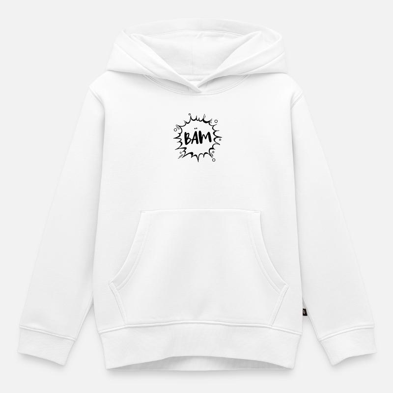 « BAM » - Sweat Premium à capuche enfant bio - blanc