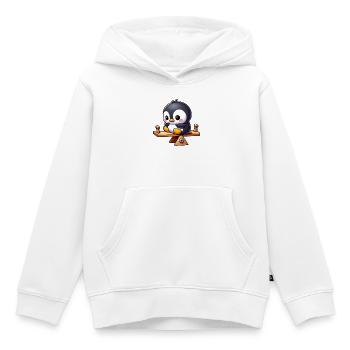 Süßer Pinguin auf der Wippe im Spielplatz Cartoon - Kinder Premium Organic Hoodie - Weiß - Vorne - AI Model Kid Female (0cm)