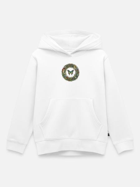 Blumenkreis Schmetterling Traumbild - Kinder Premium Organic Hoodie - Weiß