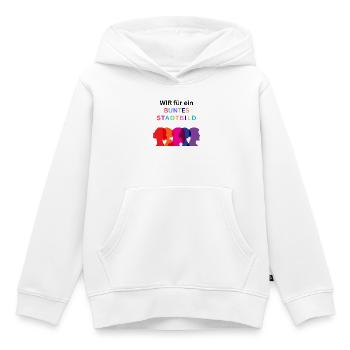 WIR FÜR EIN BUNTES STADTBILD - Kinder Premium Organic Hoodie - Weiß - Vorne - AI Model Kid Female (0cm)