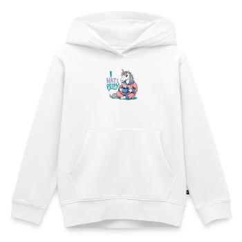 Licorne Café Matin Grouch Drôle Introverti - Sweat Premium à capuche enfant bio - blanc - Devant - AI Model Kid Female (0cm)