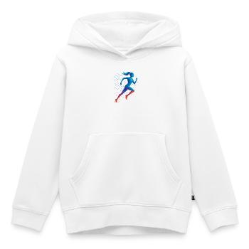 Geometrischer Läufer in Bewegung - Kinder Premium Organic Hoodie - Weiß - Vorne - AI Model Kid Female (0cm)