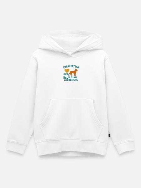 Belgian Laekenois Heart Tee - Kinder Premium Organic Hoodie - Weiß