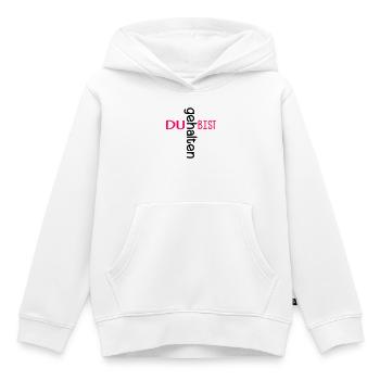 DU BIST GEHALTEN KIRCHE - Kinder Premium Organic Hoodie - Weiß - Vorne - AI Model Kid Female (0cm)
