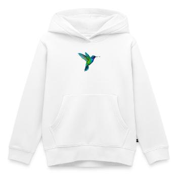 Regenbogen-Kolibri-Flug - Kinder Premium Organic Hoodie - Weiß - Vorne - AI Model Kid Female (0cm)