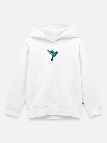 Regenbogen-Kolibri-Flug - Kinder Premium Organic Hoodie - Weiß