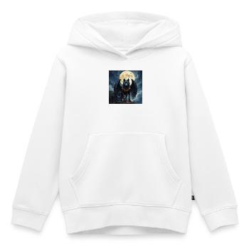 Geflügelter Wolf bei Vollmond - Kinder Premium Organic Hoodie - Weiß - Vorne - AI Model Kid Female (0cm)