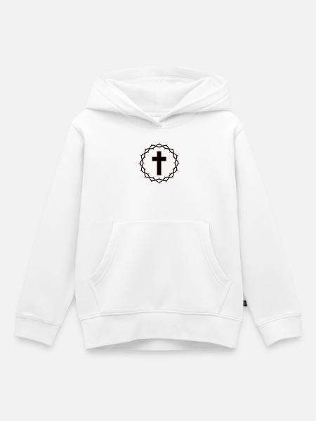 Kreuz und Dornenkrone - Kinder Premium Organic Hoodie - Weiß