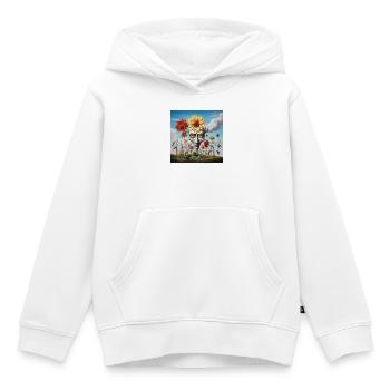 Surreales Sonnenkopf-Gesicht - Kinder Premium Organic Hoodie - Weiß - Vorne - AI Model Kid Female (0cm)