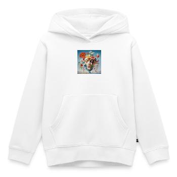 Blumenmaskenporträt Surreal - Kinder Premium Organic Hoodie - Weiß - Vorne - AI Model Kid Female (0cm)