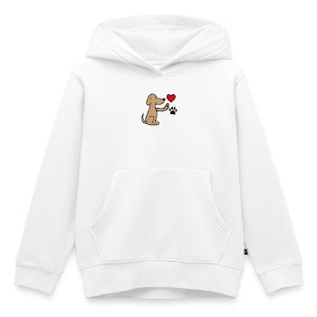 Hund mit Herz- und Pfotenabdruck - Kinder Premium Organic Hoodie - Weiß - Vorne - AI Model Kid Female (0cm)