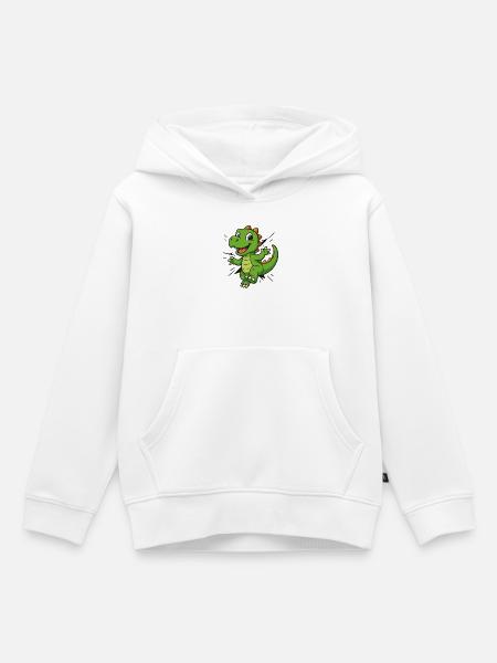 Süßer Comic Dino – Kinder & Dinosaurier Fans - Kinder Premium Organic Hoodie - Weiß