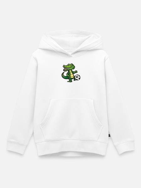 Krokodil Fußballheld Karikatur - Kinder Premium Organic Hoodie - Weiß