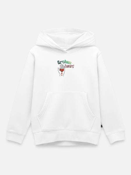 Hand mit gebrochenem Herzen - Kinder Premium Organic Hoodie - Weiß