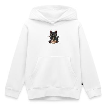 Black cat greedy ramen - Kids Premium Organic Hoodie - white - Front - AI Model Kid Female (0cm)