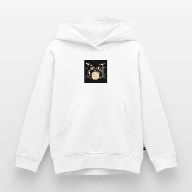 Schwarzsilbernes Drumset Illustration Kinder Premium Organic Hoodie