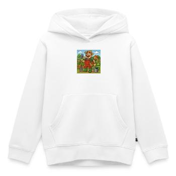 Fermier avec panier de récolte - Sweat Premium à capuche enfant bio - blanc - Devant - AI Model Kid Female (0cm)