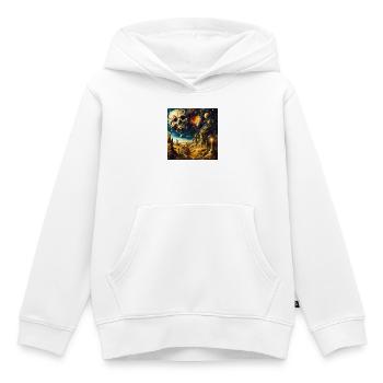 Kosmische Skelettlandschaft - Kinder Premium Organic Hoodie - Weiß - Vorne - AI Model Kid Female (0cm)