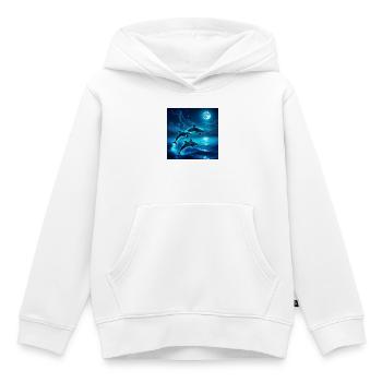 Sauts de dauphin au clair de lune - Sweat Premium à capuche enfant bio - blanc - Devant - AI Model Kid Female (0cm)