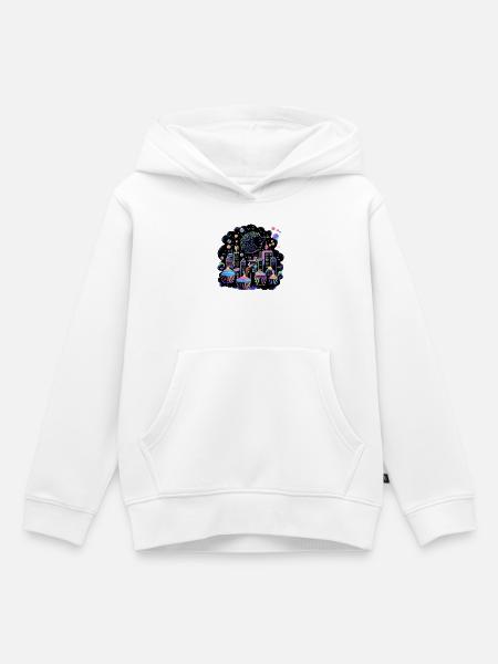 Neon Cupcake Stadt Igel - Kinder Premium Organic Hoodie - Weiß