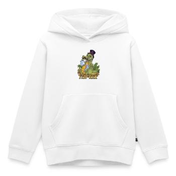 Drôle de jeu de mots Tea Rex Dino dessiné à la main - Sweat Premium à capuche enfant bio - blanc - Devant - AI Model Kid Female (0cm)