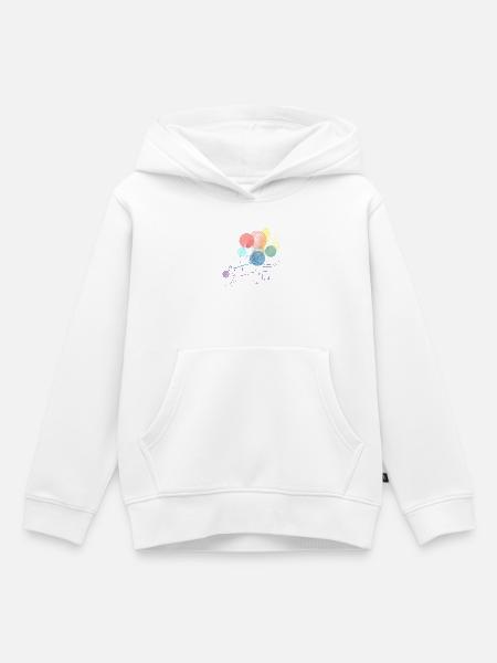 Bunte Katze mit schwebenden Ballons Illustration - Kinder Premium Organic Hoodie - Weiß