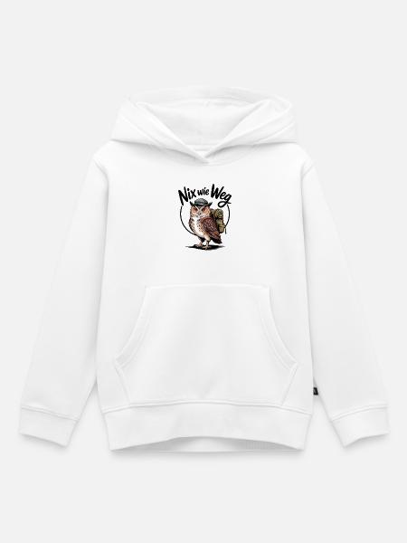 Wandernde Eule mit Rucksack - Kinder Premium Organic Hoodie - Weiß