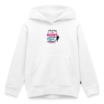 Rugby-Papa in Pink Heart - Kinder Premium Organic Hoodie - Weiß - Vorne - AI Model Kid Female (0cm)