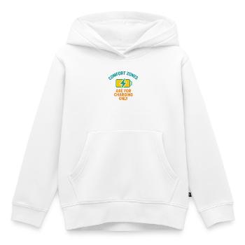 Komfortzone Aufladen Motto - Kinder Premium Organic Hoodie - Weiß - Vorne - AI Model Kid Female (0cm)