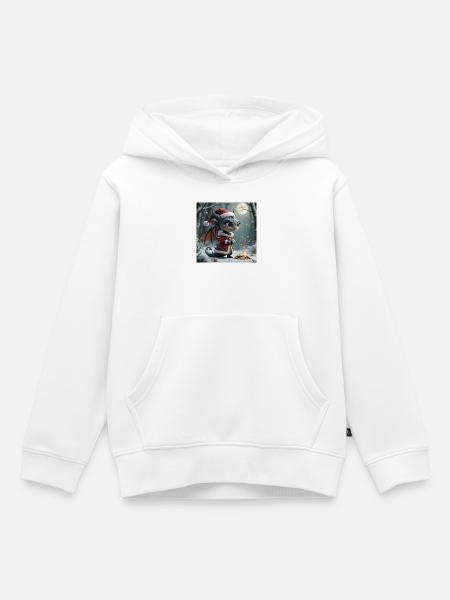 Weihnachtsdrache im verschneiten Wald - Kinder Premium Organic Hoodie - Weiß