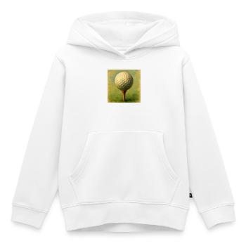 Golfball im künstlerischen Brett auf dem Abschlag - Kinder Premium Organic Hoodie - Weiß - Vorne - AI Model Kid Female (0cm)