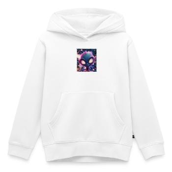 Neon-Alien Porträt im Psychedelicht - Kinder Premium Organic Hoodie - Weiß - Vorne - AI Model Kid Female (0cm)