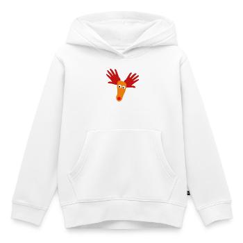 Tête de renne avec museau orange - Sweat Premium à capuche enfant bio - blanc - Devant - AI Model Kid Female (0cm)