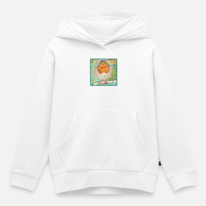 Rotkehlchen /Robin - Kinder Premium Organic Hoodie - Weiß