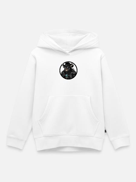 Taureau de l’Ouest Taureau Cowboy avec turquoise - Sweat Premium à capuche enfant bio - blanc