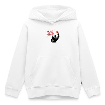 Ours ambulant avec torche à feu - Sweat Premium à capuche enfant bio - blanc - Devant - AI Model Kid Female (0cm)