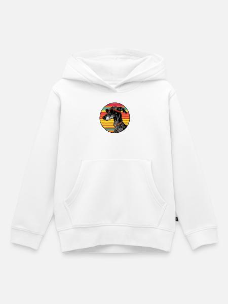 Hund mit Sonnenbrille - Kinder Premium Organic Hoodie - Weiß