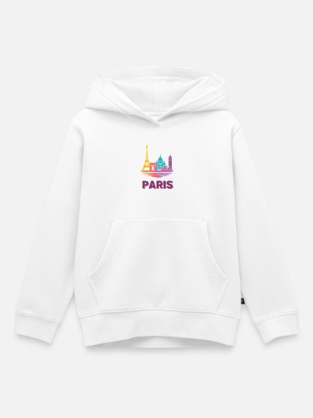 Paris Farbverlauf Skyline Silhouette - Kinder Premium Organic Hoodie - Weiß