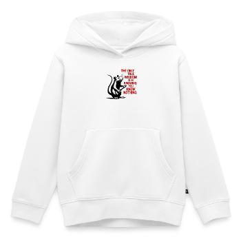 Rat de la connaissance : Rien de connu - Sweat Premium à capuche enfant bio - blanc - Devant - AI Model Kid Female (0cm)