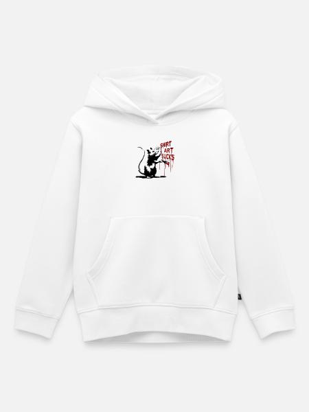 Graffiti Ratte mit Pinsel "Shirt Art Sucks" - Kinder Premium Organic Hoodie - Weiß