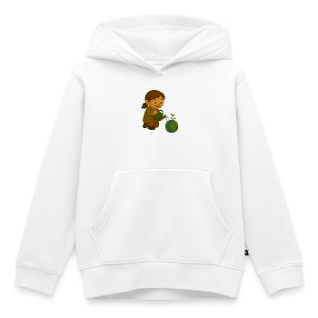 Petit écologiste qui verse le globe - Sweat Premium à capuche enfant bio - blanc - Devant - AI Model Kid Female (0cm)
