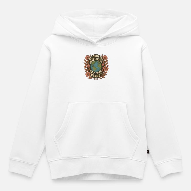 Détruisez le patriarcat, pas la planète - Sweat Premium à capuche enfant bio - blanc