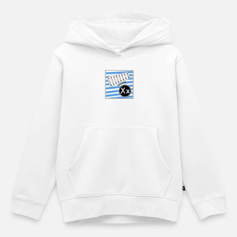 X pour Xylophone - Sweat Premium à capuche enfant bio - blanc