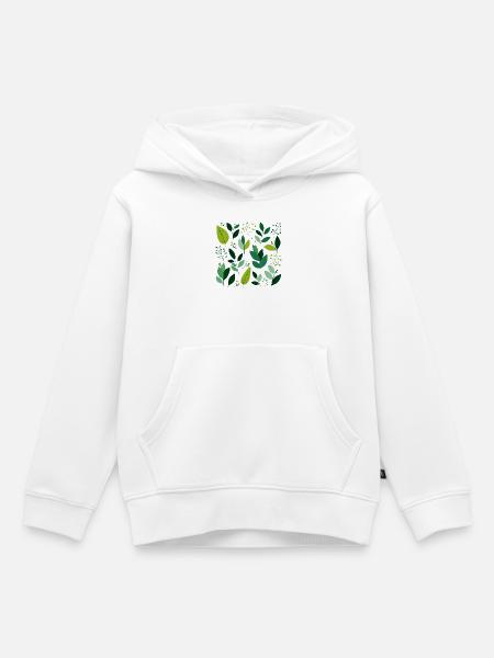 grüne Blätter - Kinder Premium Organic Hoodie - Weiß